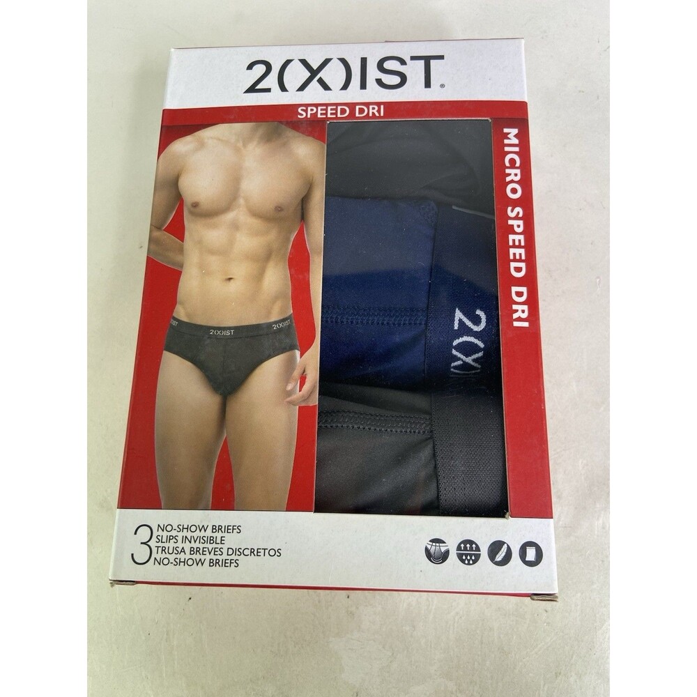 2xist Micro Speed Dri 3 Pack No Show Briefs Underwear Multicolor Mens Size L